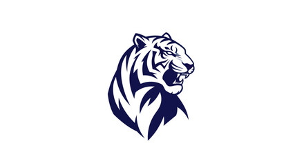 Stylized tiger head illustration against white background for design