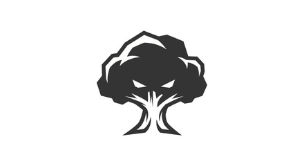 Stylized tree illustration with dark aesthetic on white background