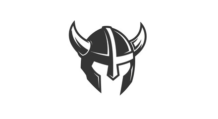 Stylized viking helmet icon on white background symbolizing strength