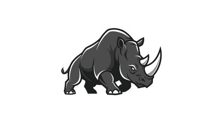 Stylized vector illustration of a powerful rhinoceros on white background
