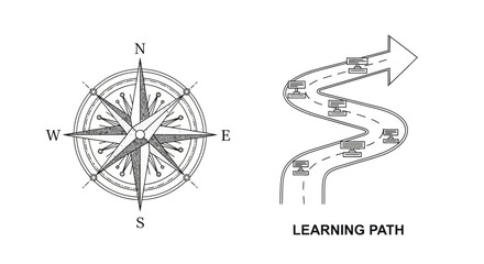 Navigate your educational journey with a compass guiding the winding path of knowledge towards success