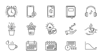 Modern icons for productivity, time management, and wellness concepts beautifully designed for professional use