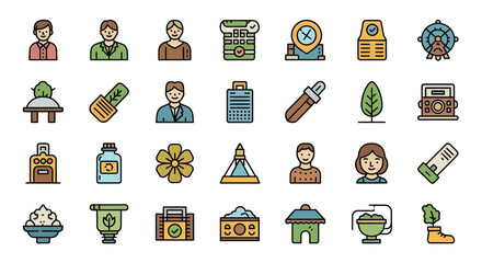 Versatile collection of modern flat icons representing business, nature, and lifestyle elements for diverse projects