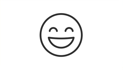Smiling emoticon icon with positive emotion.