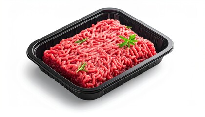 Ground beef in tray with isolated on white. (1)