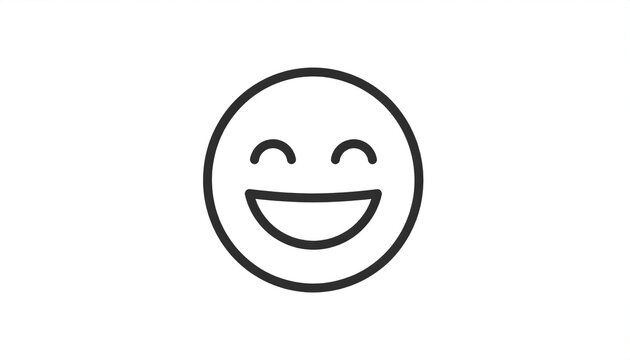 Smiling emoticon icon with positive emotion.
