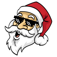 Santa Claus Swag Sunglasses Cartoon Character Design Mascot Christmas Illustration
