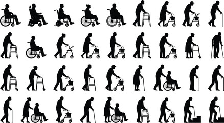 Ultimate Gigantic People Silhouettes Mega Bundle Dance, Sports, Fitness, Avatars, Family Life, Elderly Care, and Romantic Relationships, for Vast Creative Design Projects Vector Set.