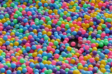 Close-up many colorful of plastic balls in a children's playground for background