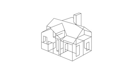 Modern minimalist house blueprint outline design concept for architectural visualization and real estate marketing.