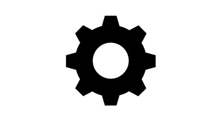 Sleek black gear icon symbolizing industry, engineering, and mechanical precision, perfect for technology and development concepts.