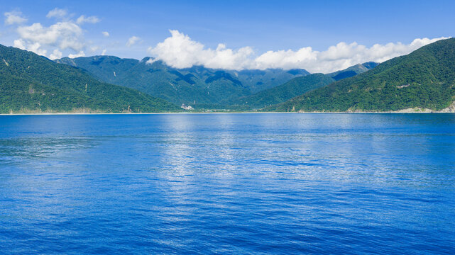 Lush Yilan Coast Mountains and Blue Pacific Ocean