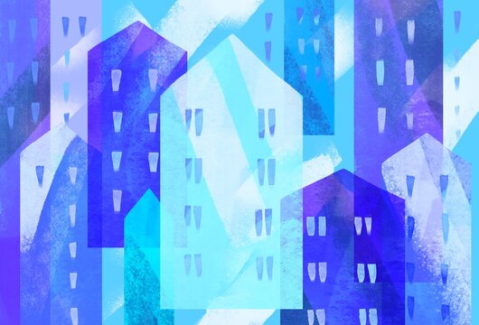 Blue background with houses 