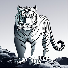 Obraz premium Vibrant Tiger Illustration A Colorful Take on Wildlife Art.