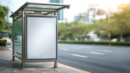 Empty bus stop billboard