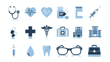 Health and Medical Icons Set A Collection of Healthcare Symbols and Illustrations for Design Projects
