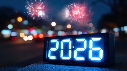 Naklejka premium New Year's Eve 2026 Celebrations Fireworks and Festivities
