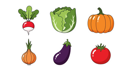 Vegetable assortment isolated on white background for culinary and design