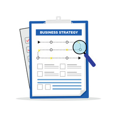Business Strategy with paper clipboard, business goal concept. vector illustration
