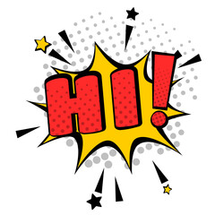 HI comics style text, vintage cartoon message, 60s retro poster, social media post template