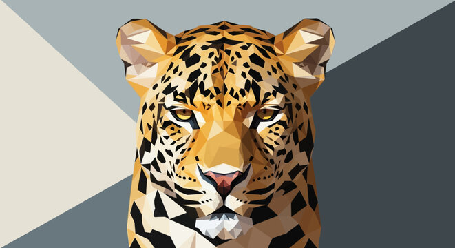 Leopard head portrait with geometric polygonal style