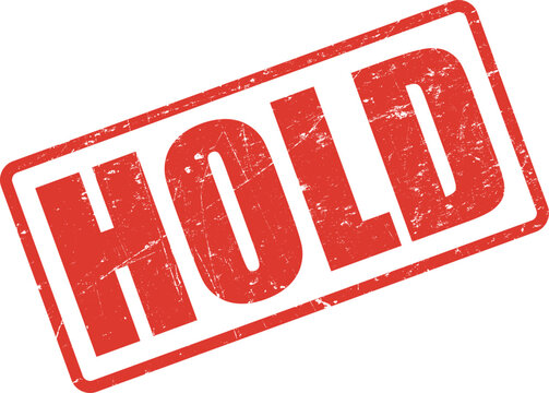 Distressed rectangular red stamp displaying a bold 'HOLD' inscription diagonally across it on transparent background