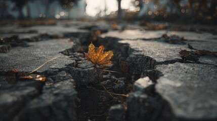 Leaf cracked pavement