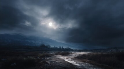 Moonlit path landscape