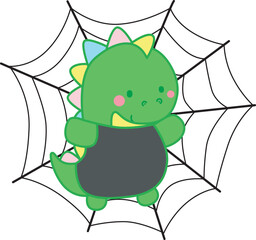 Illustrations halloween theme of cute Dinosaur character. Dinosaur 
