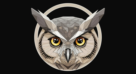 Obraz premium Geometric owl head portrait with transparent background