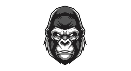 Gorilla head portrait with transparent background