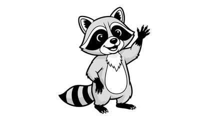 Waving raccoon character with transparent background © LAILATUS