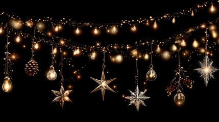 Fototapeta premium Festive Holiday String Lights and Ornaments for Celebrations