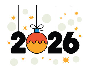 New year 2026 greeting with hanging ornament