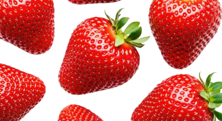 Fresh Ripe Strawberries with Green Leaves CloseUp.