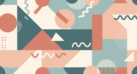 Geometric Pattern Design in Pastel Colors Seamless Shapes and Abstract Background