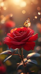 red rose in the morning