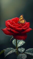 red rose on a black background