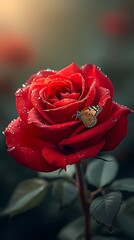 red rose on a green background