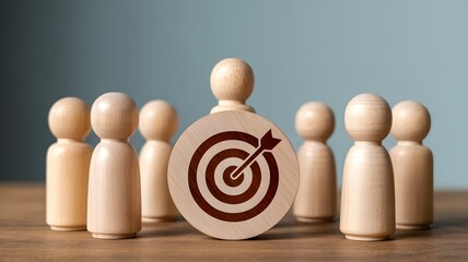 Leader guiding a team towards a clear target, symbolizing focused business strategy and successful goal achievement