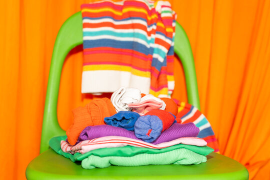Colorful Clothes On Chair