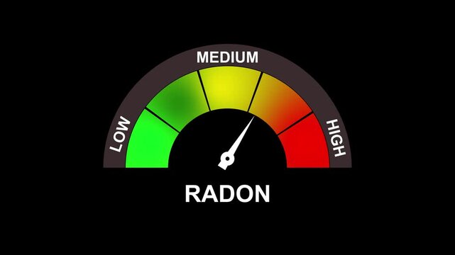 Radon Level Gauge Meter Showing Medium Concentration With Color Zones For Low Medium And High