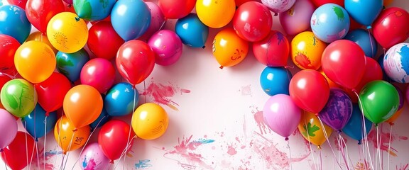 Vibrant painted balloons forming an abstract background,  wallpaper,  pastel