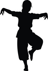 Black Silhouette Vector of a Dramatic Dancer in Performance Pose