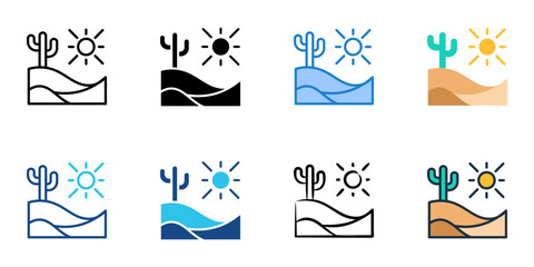 Desert icon set multiple style vector collection. Editable Stroke 
