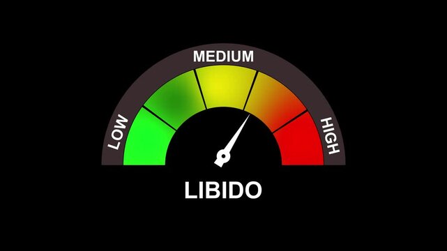 Libido meter gauge showing medium level with low and high indicators 