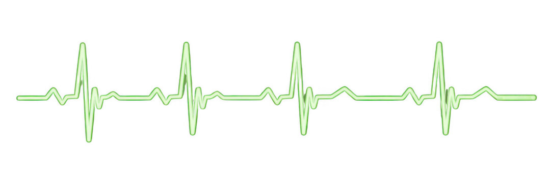 Bright green electrocardiogram line on black background isolated on a transparent background - Powered by Adobe