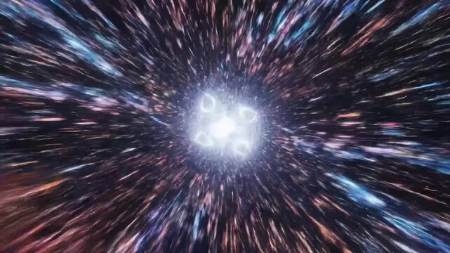 Dodecahedron journeys through hyperdrive colorful tunnel