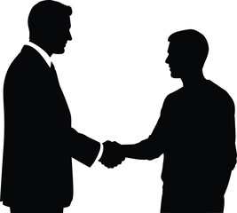 Fototapeta premium Professional and Casual Men Shaking Hands Silhouette Vector Illustration Agreement Partnership Deal Business Meeting Success