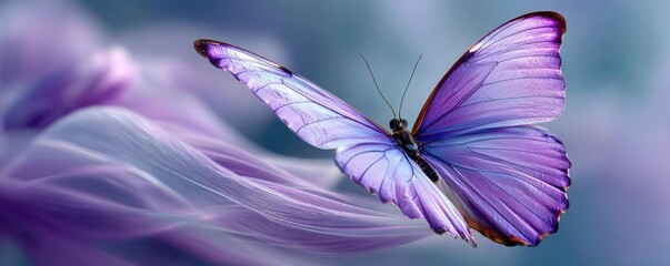 Alzheimer awareness shown through butterfly silhouette concept. A vibrant butterfly perched on delicate flowers in soft hues.